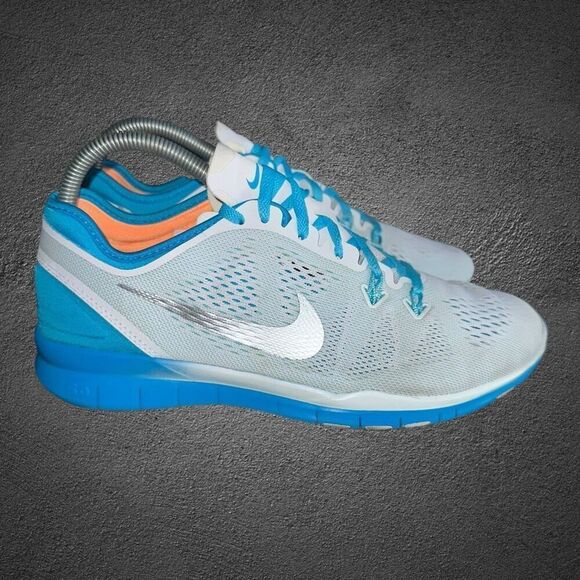 Nike Shoes - Nike Free 5.0 TR Fit 5 Women’s Size 8 Shoe White Blue Lagoon Running Sneaker